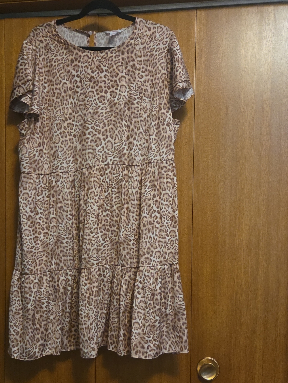 Joe Fresh Leopard Print Tiered Midi Dress in Tan and Brown